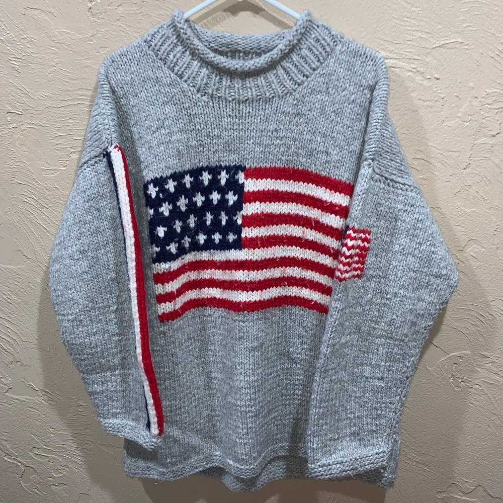 Vintage C.C.H. Imports American Flag Wool Sweater